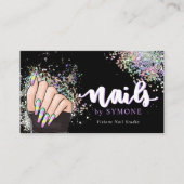 ネイルサロンホログラフィックグリッター爪、 ネイル技術美しい 名刺 (正面)