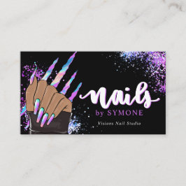 ネイルサロンホログラフィックグリッター爪、 ネイル技術美しい 名刺
