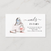 ネイルサロンポーランドボトルスケッチ赤面ピンク 予約カード (正面)