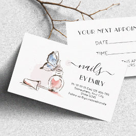 ネイルサロンポーランドボトルスケッチ赤面ピンク 予約カード