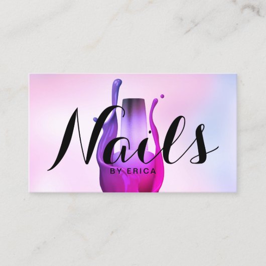 ネイルサロンポーランドマニキュリストウォーターカラーピンクグラデーション 名刺 (正面)