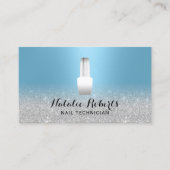 ネイルサロンポーランドマニキュリストブルー&シルバー 名刺 (正面)
