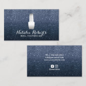 ネイルサロンポーランドメイクアップアーティストネイビーブルーグリッター 名刺 (正面/裏面)