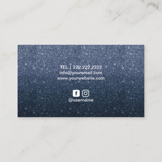 ネイルサロンポーランドメイクアップアーティストネイビーブルーグリッター 名刺