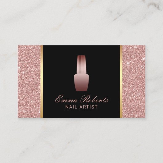 ネイルサロンポーランドメイクアップアーティストバラ金ゴールドグリッター 名刺 (正面)