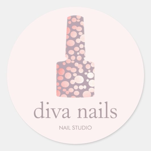 ネイルサロンマウブピンクマニキュリストポーランドボトル ラウンドシール (正面)