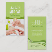 ネイルサロンマニキュアスパ自然グリーンフローラクラス 名刺 (正面/裏面)