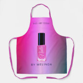 ネイルサロンマニキュアモダンルポーランドピンクグリッター エプロン (正面)