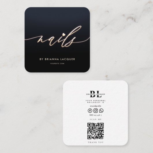 ネイルサロンマニキュア専門家 スクエア名刺 (正面/裏面)
