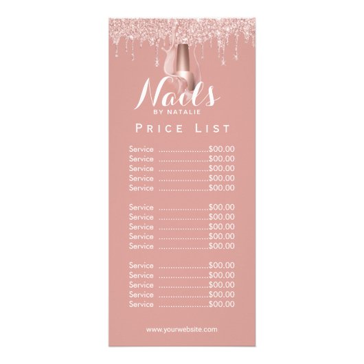 ネイルサロンマニキュリストバラ金ゴールドドリップス価格表 ラックカード (正面)