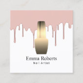 ネイルサロンマニキュリストバラ金ゴールド滴下 スクエア名刺 (正面)