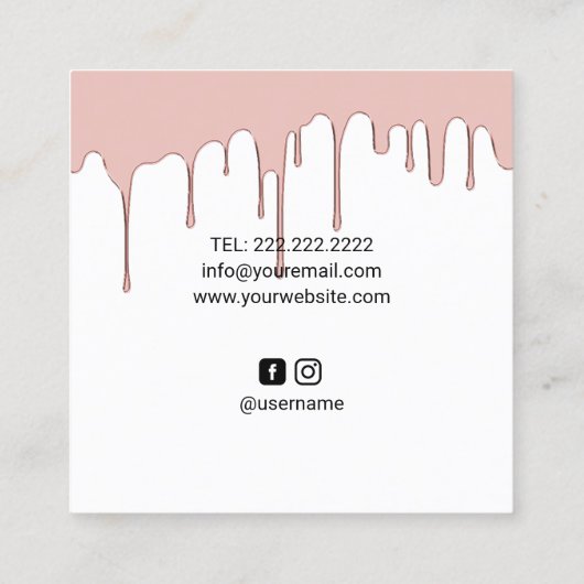 ネイルサロンマニキュリストバラ金ゴールド滴下 スクエア名刺 (裏面)