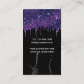 ネイルサロンマニキュリストブラック&パープルグリッタードリップ 名刺 (裏面)