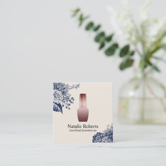ネイルサロンマニキュリストブルーフローラエステティシャン スクエア名刺 (スタンド正面)