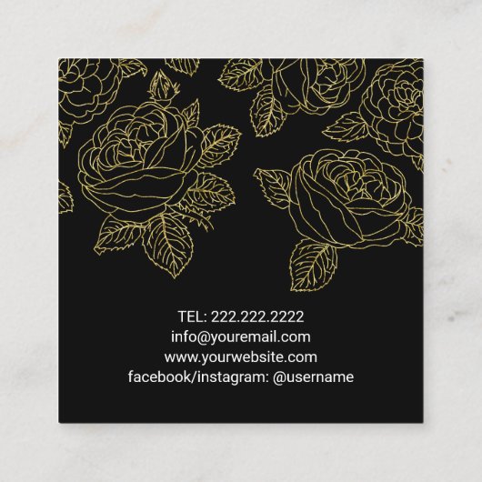 ネイルサロンマニキュリスト金ゴールドフローラエステティシャン スクエア名刺 (裏面)