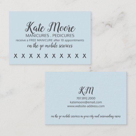 ネイルサロンマニキュリスト顧客ロイヤリティパンチカード ロイヤリティカード (正面/裏面)