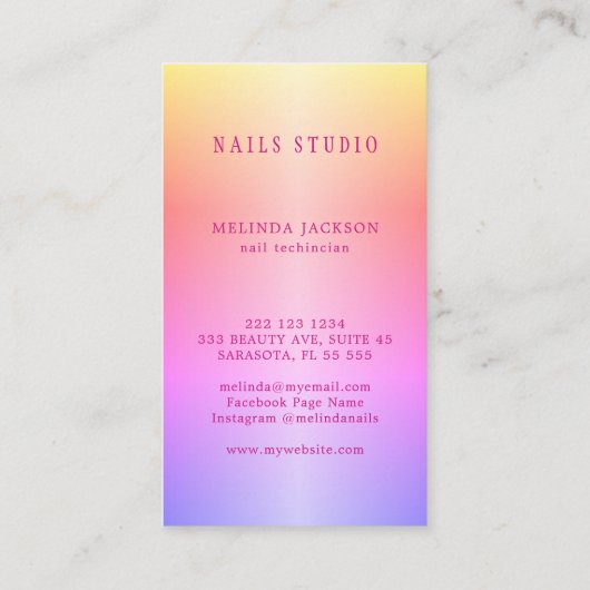 ネイルサロンマニキュリモダンストトレンディー虹 名刺 (裏面)