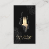 ネイルサロンマニキュリモダンストブラック金ゴールドフローラ 名刺 (正面)