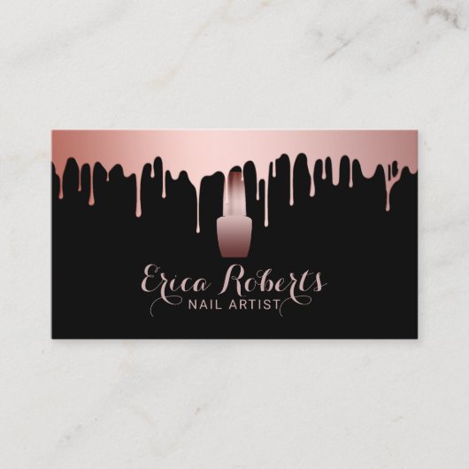 ネイルサロンメイクアップアーティストバラ金ゴールドドリップポーランド 名刺 (正面)