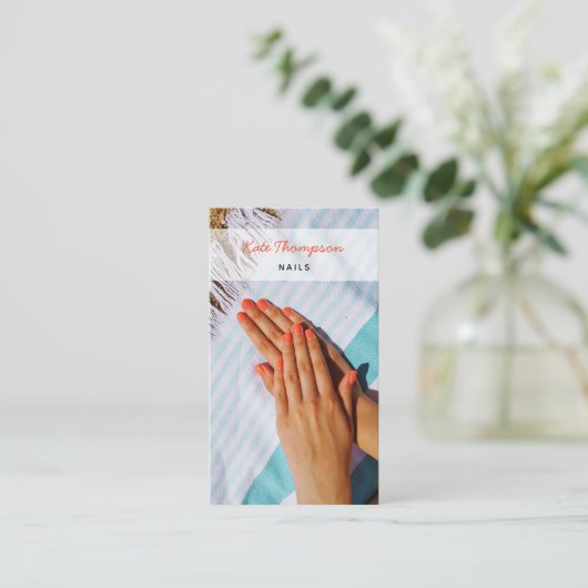 ネイルサロンメイクアップアーティスト写真QRコードスクリプト 名刺 (スタンド正面)