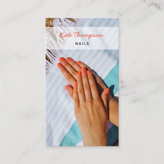 ネイルサロンメイクアップアーティスト写真QRコードスクリプト 名刺 (正面)