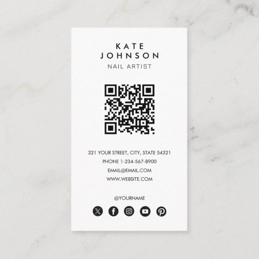ネイルサロンメイクアップアーティスト写真QRコード 名刺 (裏面)