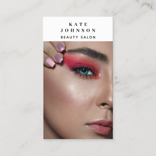 ネイルサロンメイクアップアーティスト写真QRコード 名刺 (正面)