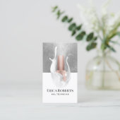 ネイルサロンモダンシルバー&ホワイトスプラッシュマニキュリスト 名刺 (スタンド正面)