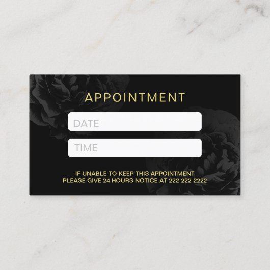 ネイルサロンモダンストライプズブラックフローラアポイントメント 予約カード (裏面)