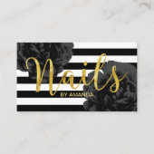 ネイルサロンモダンストライプズブラックフローラアポイントメント 予約カード (正面)