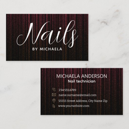 ネイルサロンモダンブラックピンク 名刺 (正面/裏面)