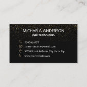 ネイルサロンモダンブラック金ゴールドグリッター 名刺 (裏面)