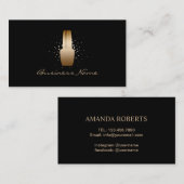 ネイルサロンモダンブラック&金ゴールドマニキュリスト 名刺 (正面/裏面)