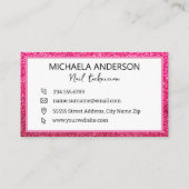 ネイルサロンモダンホットピンクビジネスカード 名刺 (裏面)