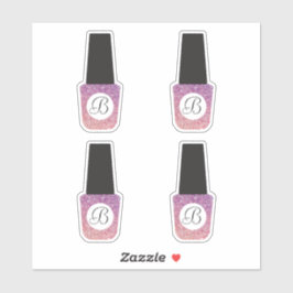 ネイルサロンモノグラムオンパープルグリッター爪、 ネイルポーランド シール