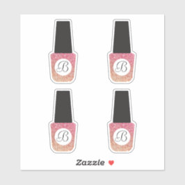 ネイルサロンモノグラムオンブロンズグリッター爪、 ネイルポーランド シール