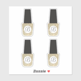 ネイルサロンモノグラムオン金ゴールドグリッター爪、 ネイルポーランド シール