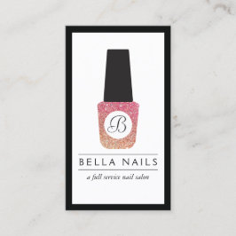 ネイルサロンモノグラムグリッター爪、 ネイルポーランド 名刺
