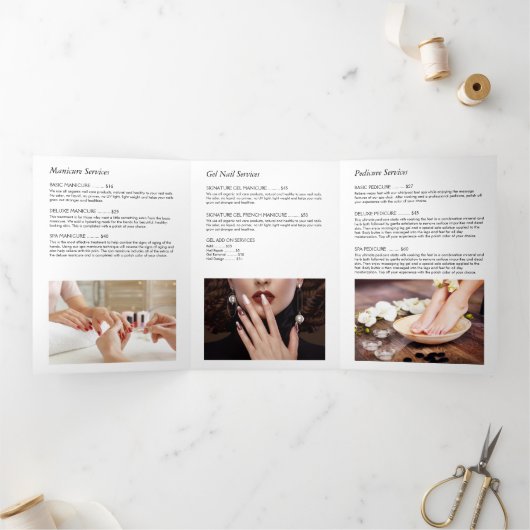 ネイルサロンモノグラムパープルグリッターパンフレット 三つ折りカード (内部)