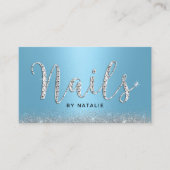 ネイルサロンライトブルーラグジュアリータイポグラフィマニキュリスト 名刺 (正面)