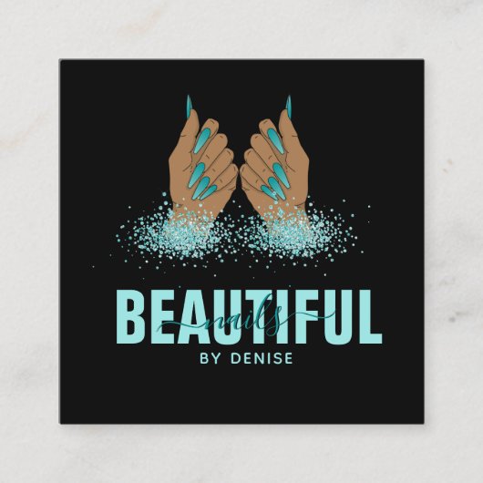 ネイルサロン人筆自筆証書爪、 ネイル技術者 スクエア名刺 (正面)