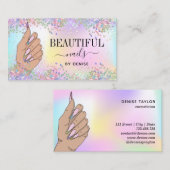 ネイルサロン人筆自筆証書爪、 ネイル技術者 名刺 (正面/裏面)