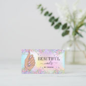 ネイルサロン人筆自筆証書爪、 ネイル技術者 名刺 (スタンド正面)