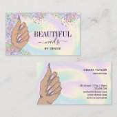 ネイルサロン人筆自筆証書爪、 ネイル技術者 名刺 (正面/裏面)