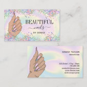 ネイルサロン人筆自筆証書爪、 ネイル技術者 名刺 (正面/裏面)