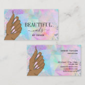 ネイルサロン人筆自筆証書爪、 ネイル技術者 名刺 (正面/裏面)