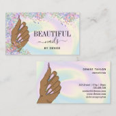 ネイルサロン人筆自筆証書爪、 ネイル技術者 名刺 (正面/裏面)