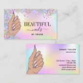 ネイルサロン人筆自筆証書爪、 ネイル技術者 名刺 (正面/裏面)