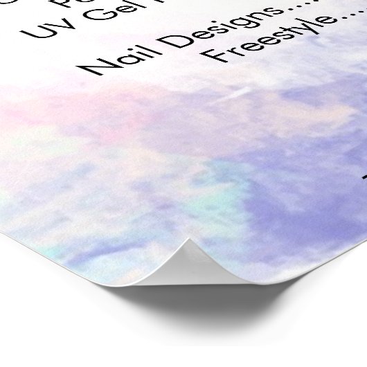 ネイルサロン価格表水色、金ゴールドグリッター位置 ポスター (角)