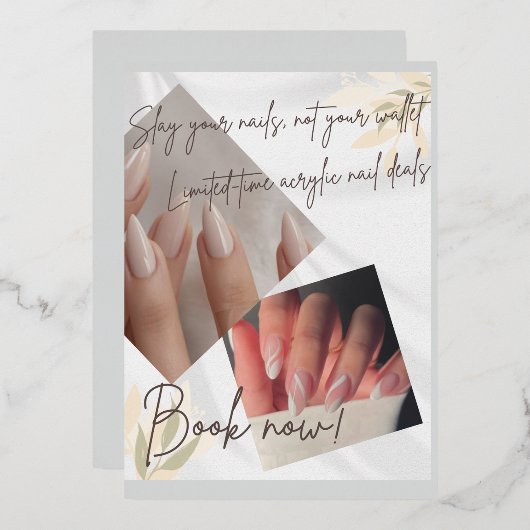 ネイルサロン割引テンプレート 箔招待状 (正面/裏面)